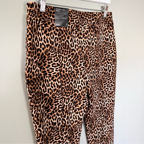 NWT INC International Concepts Skinny Leg Animal Print Pants Orange Black Size 6 - Picture 4 of 10